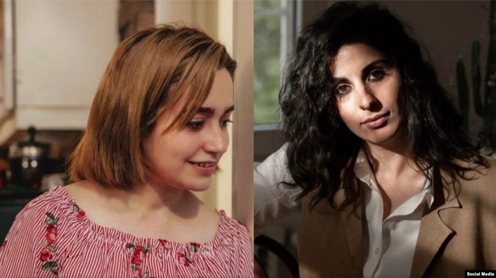 سپیده رشنو، از فعالان مخالف حجاب اجباری (راست)، و سروناز احمدی، زندانی و فعال حقوق کودکان